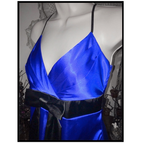 Ruby Rox Cobalt & Black Satin Party Dress NWT Sz 9 - Picture 2 of 8